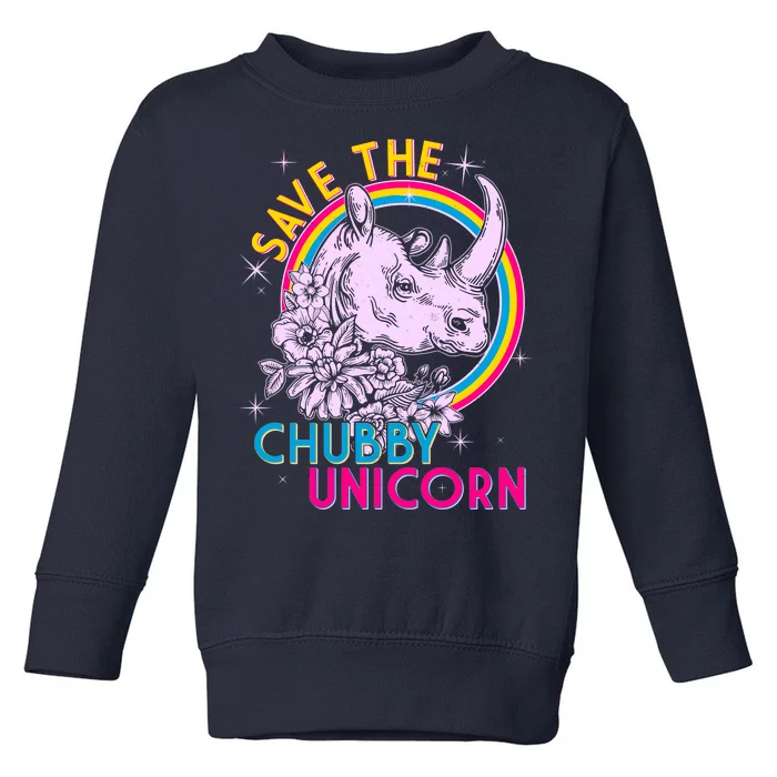 Retro Save the Chubby Unicorn Rhino Toddler Sweatshirt