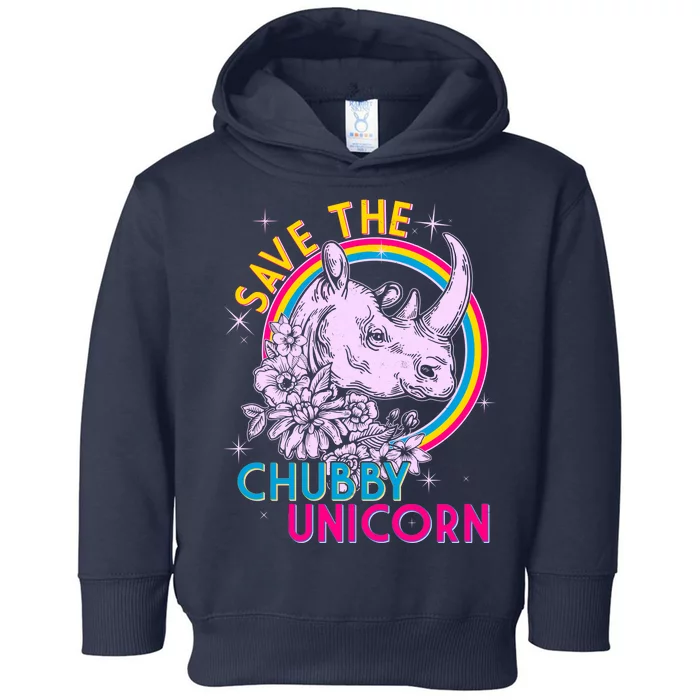 Retro Save the Chubby Unicorn Rhino Toddler Hoodie