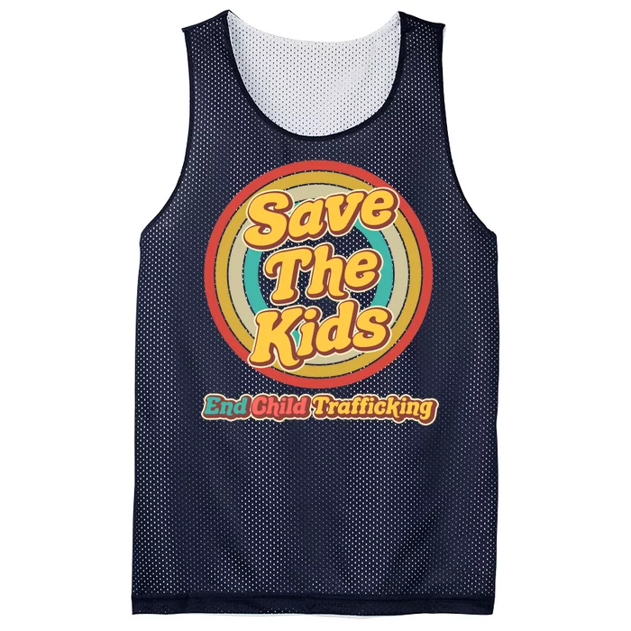 Retro Save The Kids End Child Trafficking Mesh Reversible Basketball Jersey Tank