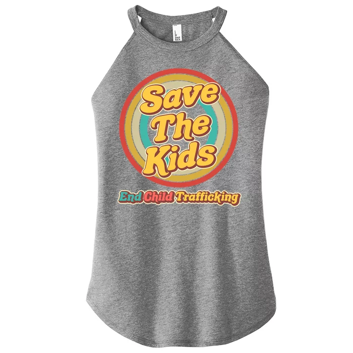 Retro Save The Kids End Child Trafficking Women’s Perfect Tri Rocker Tank