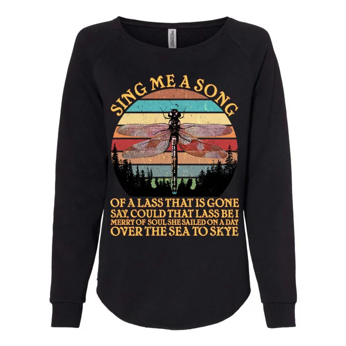 Retro Say Me A Song Dragonfly Sunset Womens California Wash Sweatshirt