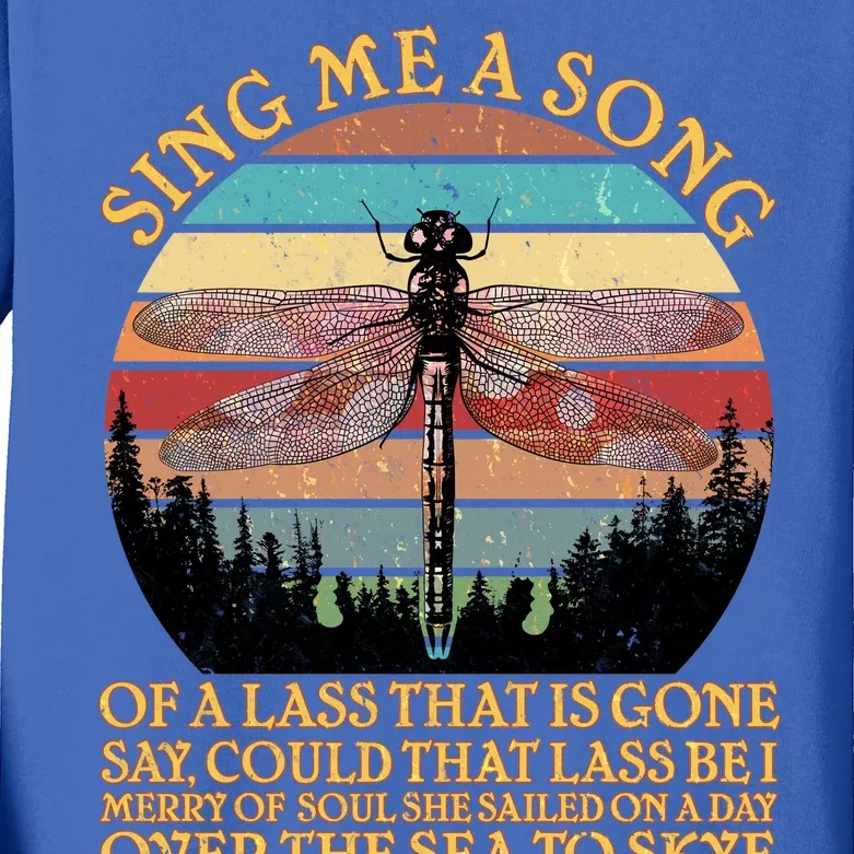 Retro Say Me A Song Dragonfly Sunset Kids Long Sleeve Shirt