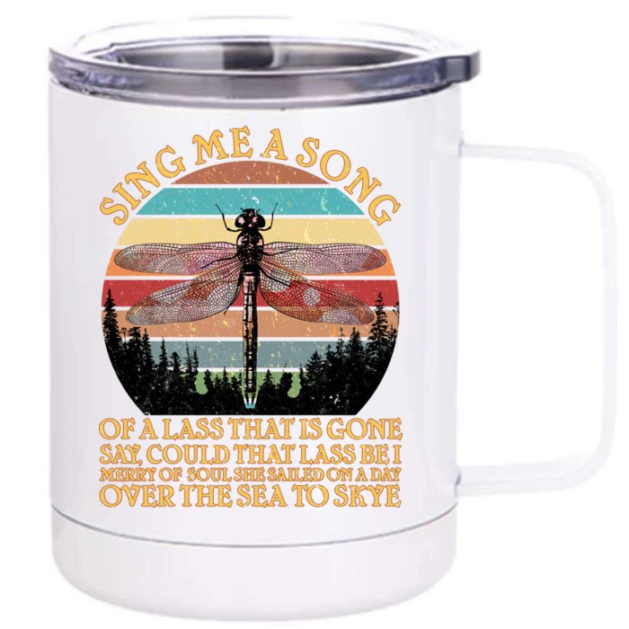 Retro Say Me A Song Dragonfly Sunset Front & Back 12oz Stainless Steel Tumbler Cup