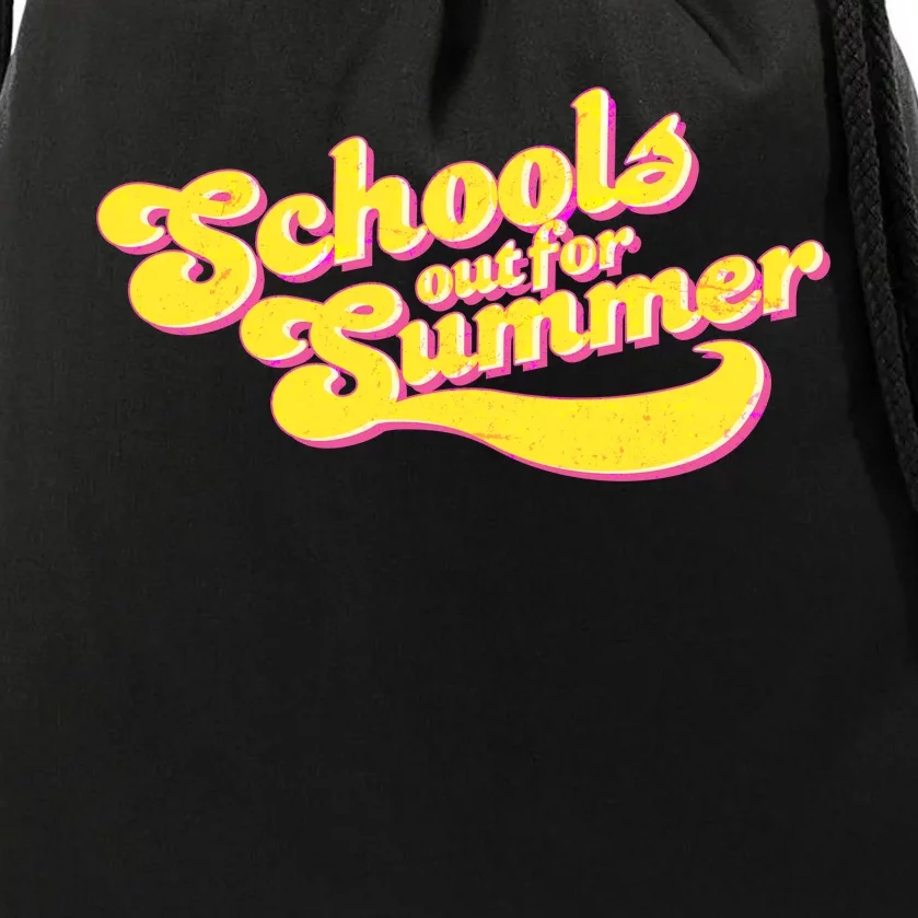 Retro School's Out For Summer Drawstring Bag