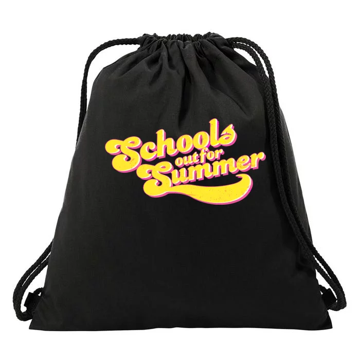 Retro School's Out For Summer Drawstring Bag