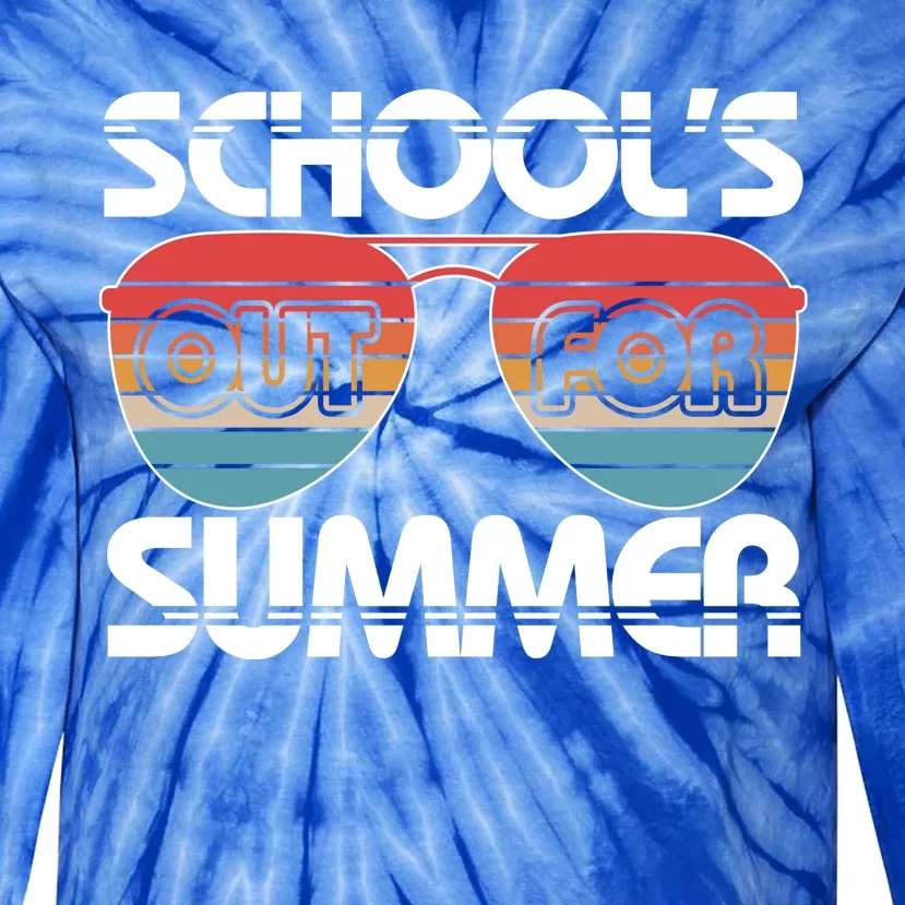 Retro School's Out For Summer Aviator Sunglasses Tie-Dye Long Sleeve Shirt