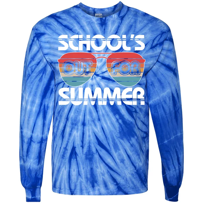 Retro School's Out For Summer Aviator Sunglasses Tie-Dye Long Sleeve Shirt