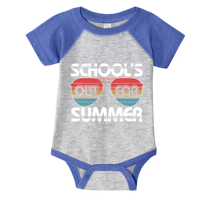 Retro School's Out For Summer Aviator Sunglasses Infant Baby Jersey Bodysuit