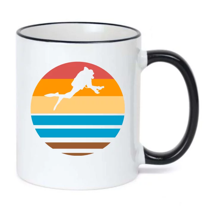 Retro Scuba Diving Black Color Changing Mug