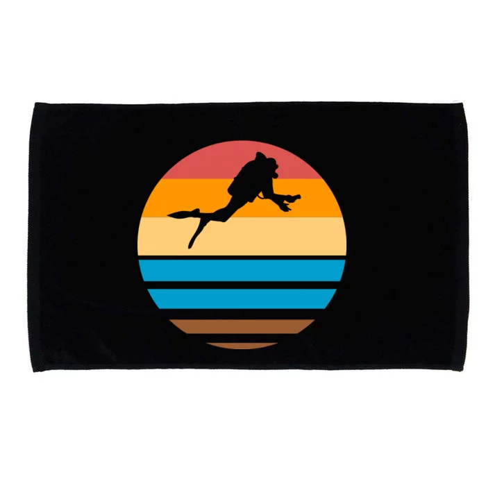 Retro Scuba Diving Microfiber Hand Towel