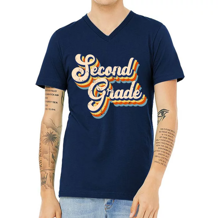 Retro Second Grade Logo V-Neck T-Shirt