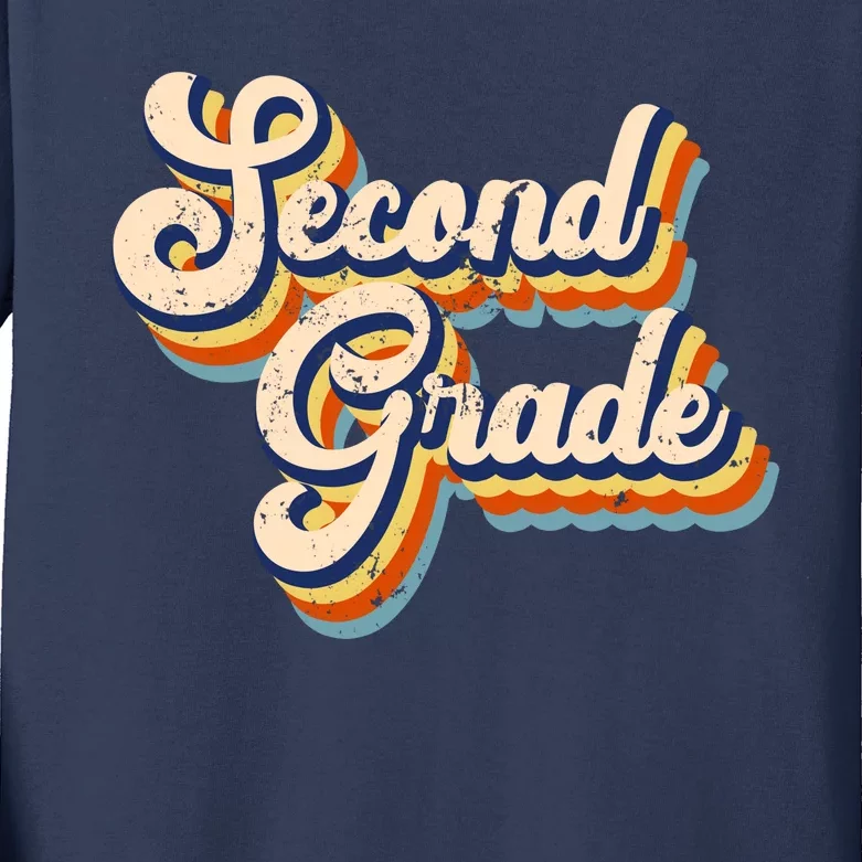 Retro Second Grade Logo Kids Long Sleeve Shirt