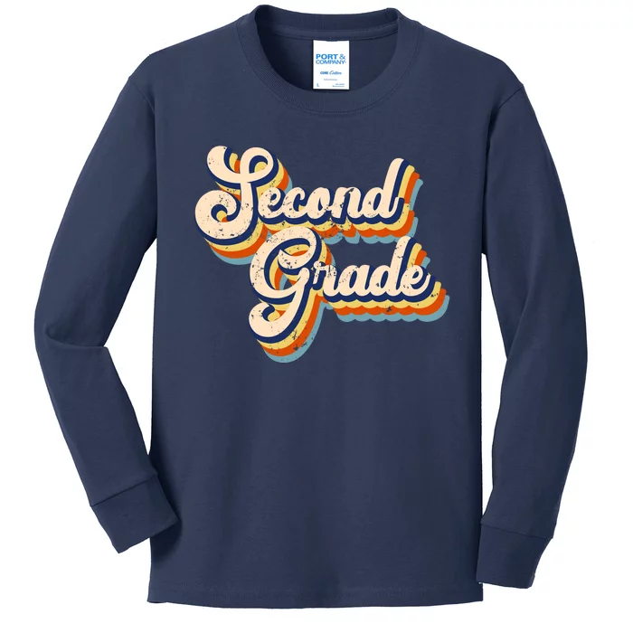 Retro Second Grade Logo Kids Long Sleeve Shirt