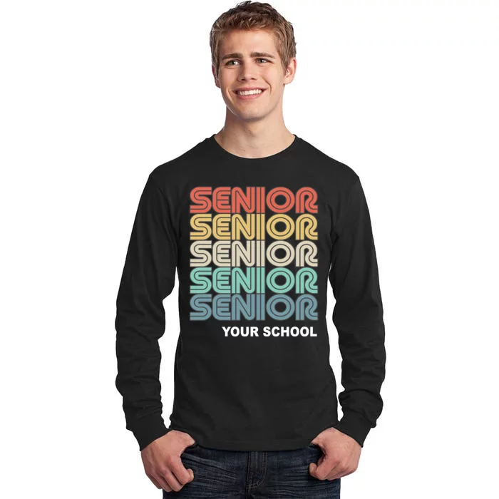 Retro Seniors Graduation Custom School Name Tall Long Sleeve T-Shirt