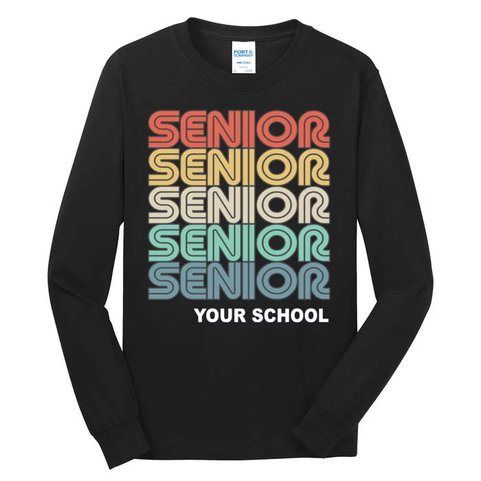 Retro Seniors Graduation Custom School Name Tall Long Sleeve T-Shirt