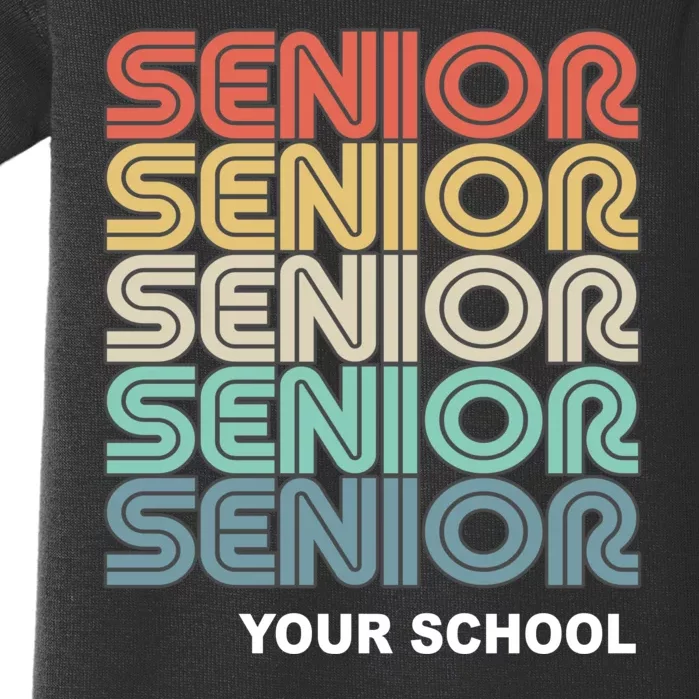 Retro Seniors Graduation Custom School Name Baby Bodysuit