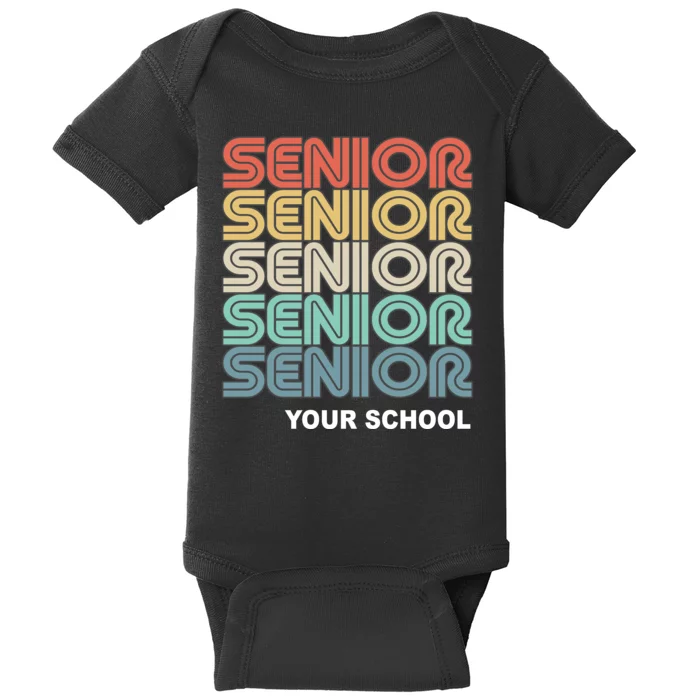 Retro Seniors Graduation Custom School Name Baby Bodysuit