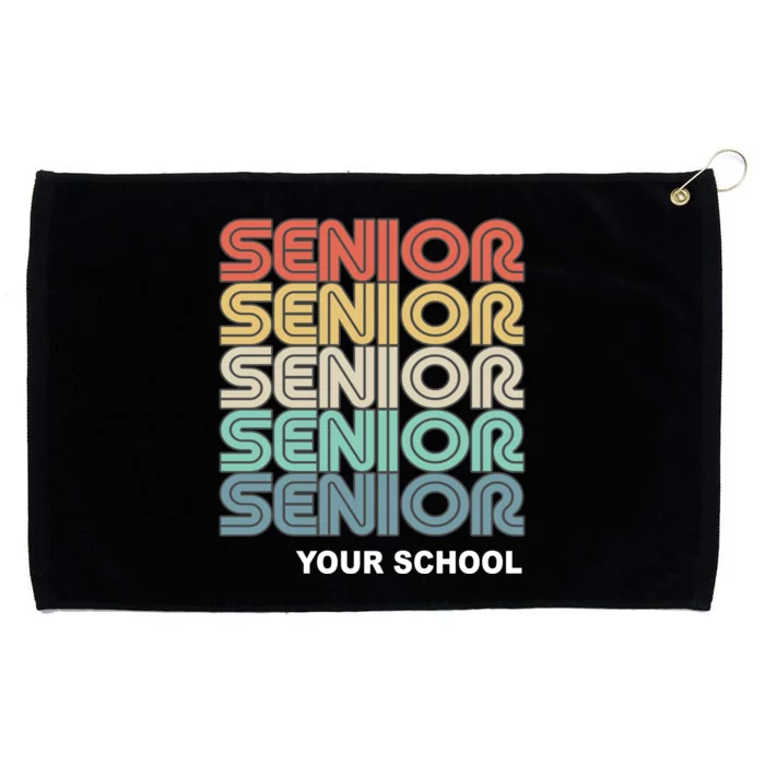 Retro Seniors Graduation Custom School Name Grommeted Golf Towel