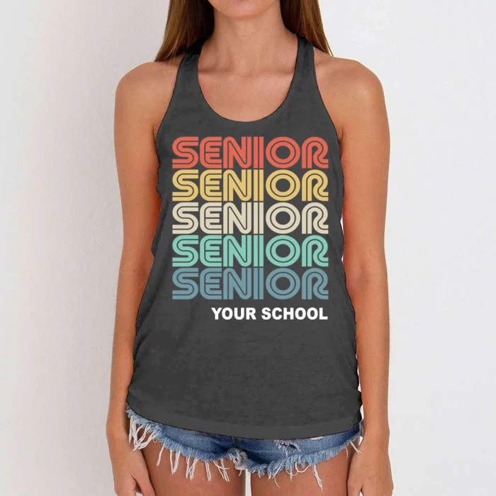 Retro Seniors Graduation Custom School Name Women's Knotted Racerback Tank