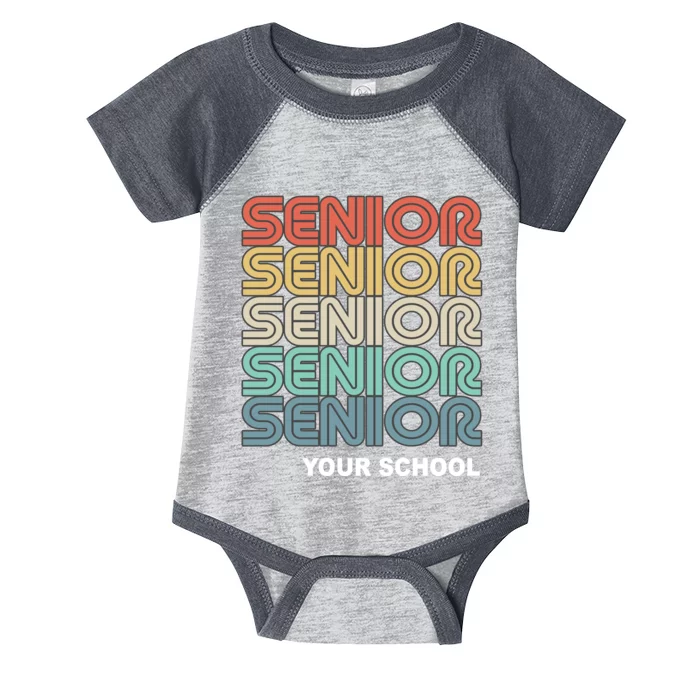 Retro Seniors Graduation Custom School Name Infant Baby Jersey Bodysuit