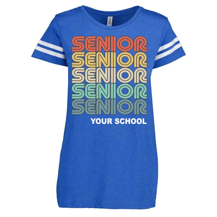 Retro Seniors Graduation Custom School Name Enza Ladies Jersey Football T-Shirt