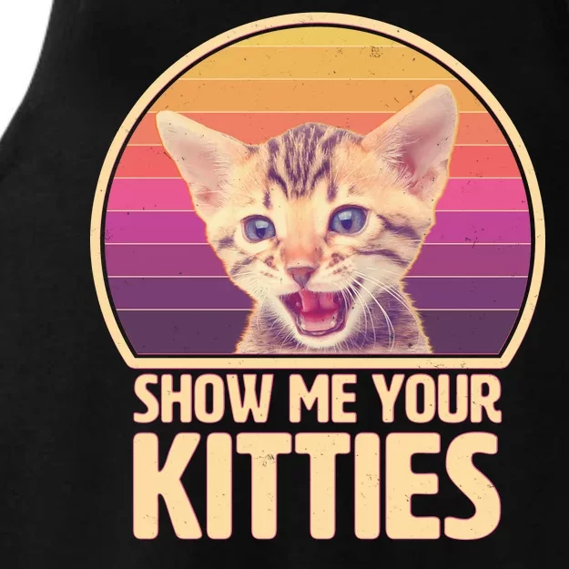 Retro Show Me Your Kitties Funny Meme Ladies Tri-Blend Wicking Tank