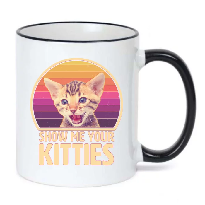 Retro Show Me Your Kitties Funny Meme Black Color Changing Mug