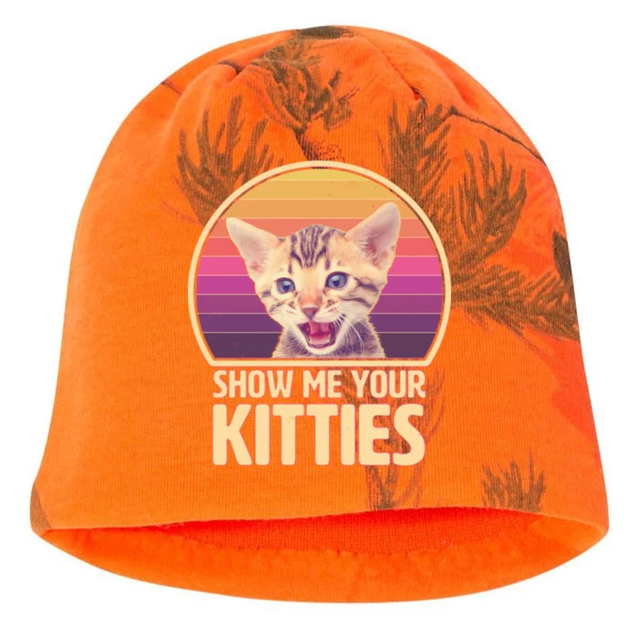 Retro Show Me Your Kitties Funny Meme Kati - Camo Knit Beanie