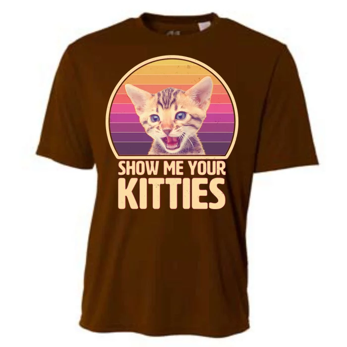 Retro Show Me Your Kitties Funny Meme Cooling Performance Crew T-Shirt