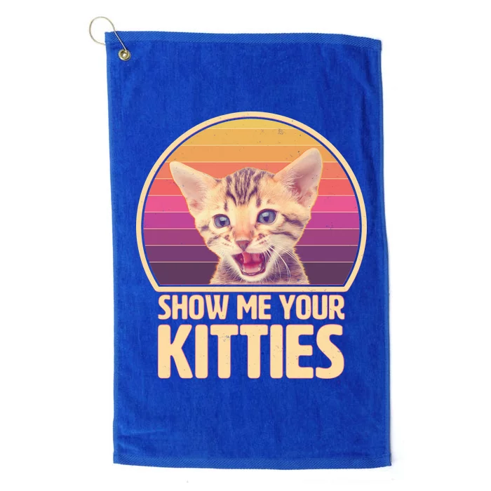 Retro Show Me Your Kitties Funny Meme Platinum Collection Golf Towel