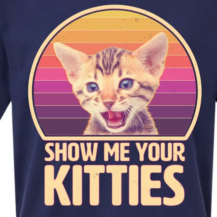 Retro Show Me Your Kitties Funny Meme Sueded Cloud Jersey T-Shirt