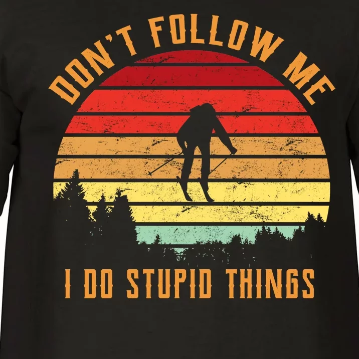 Retro Skiing Don't Follow Me I Do Stupid Things Comfort Colors T-Shirt