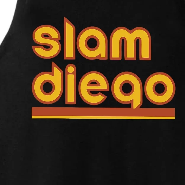 Retro Slam Diego Baseball San Fan Ladies Tri-Blend Wicking Tank