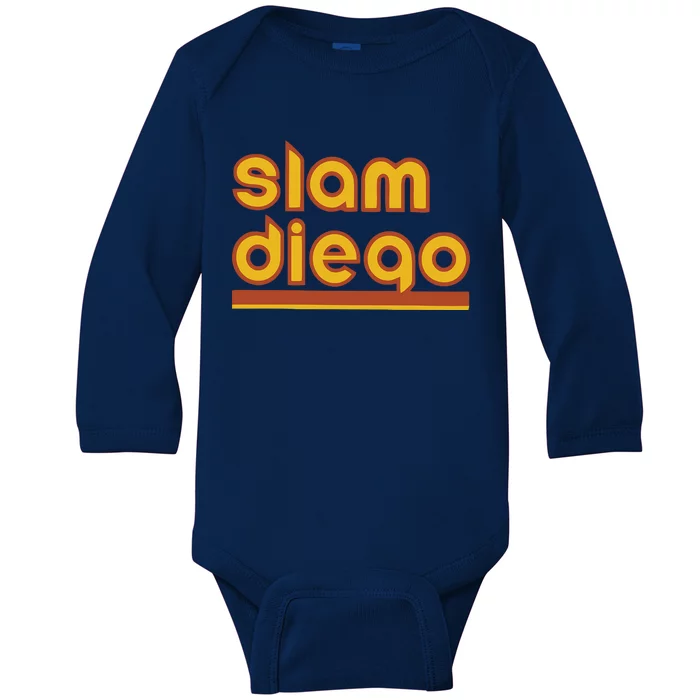 Retro Slam Diego Baseball San Fan Baby Long Sleeve Bodysuit