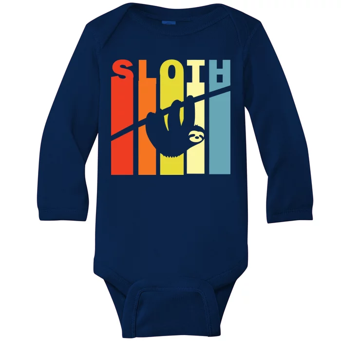 Retro Sloth Baby Long Sleeve Bodysuit