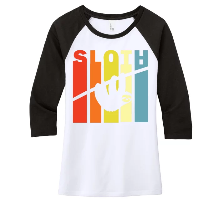 Retro Sloth Women's Tri-Blend 3/4-Sleeve Raglan Shirt