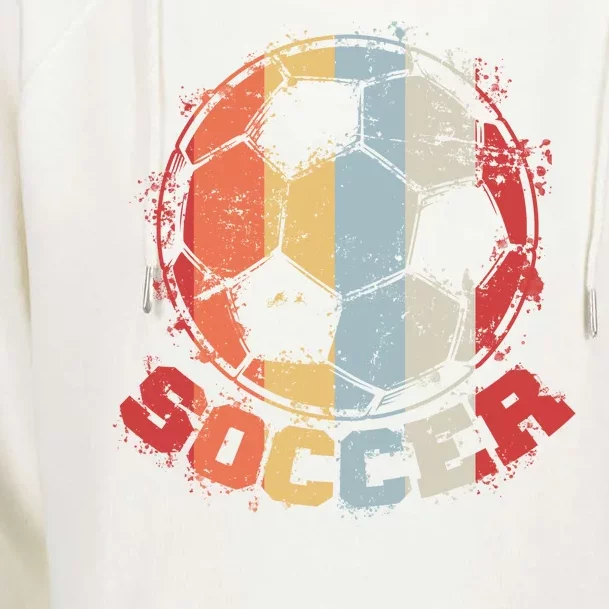 Retro Soccer Ball Womens Funnel Neck Pullover Hood