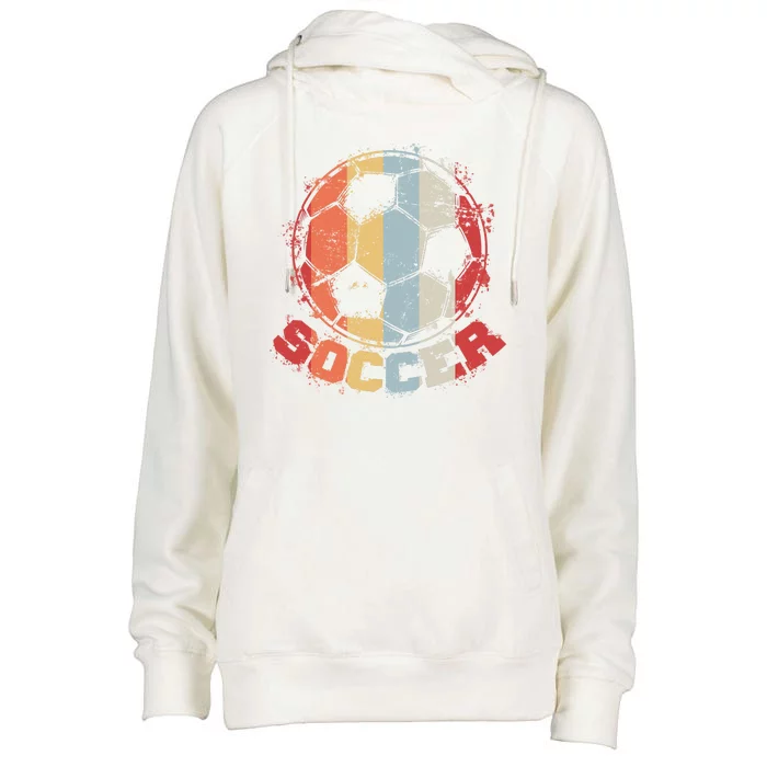 Retro Soccer Ball Womens Funnel Neck Pullover Hood