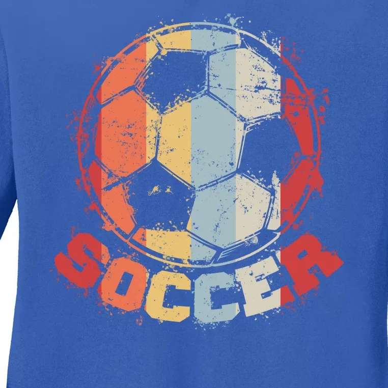 Retro Soccer Ball Ladies Long Sleeve Shirt