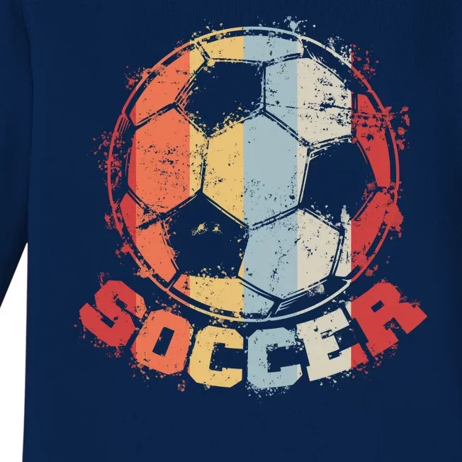 Retro Soccer Ball Baby Long Sleeve Bodysuit