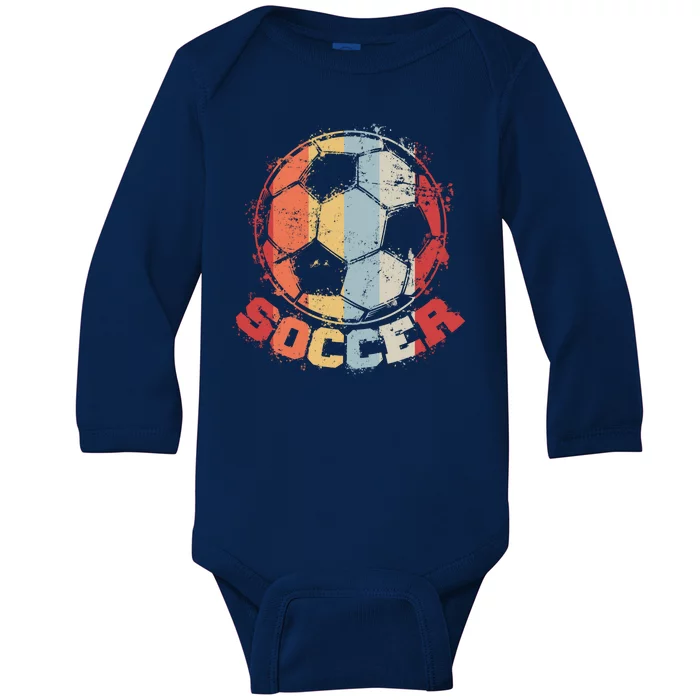 Retro Soccer Ball Baby Long Sleeve Bodysuit