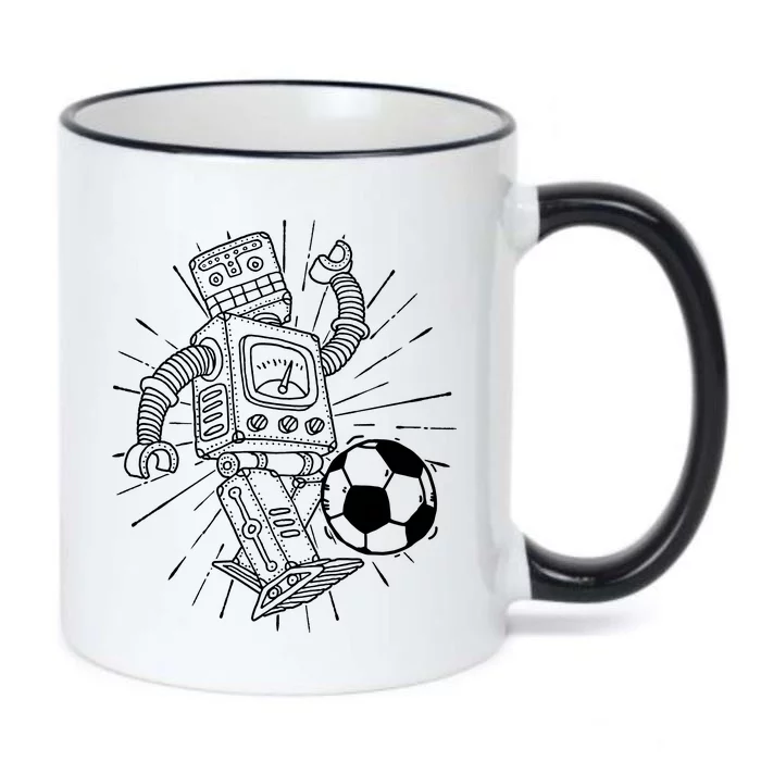 Retro Soccer Robot Black Color Changing Mug