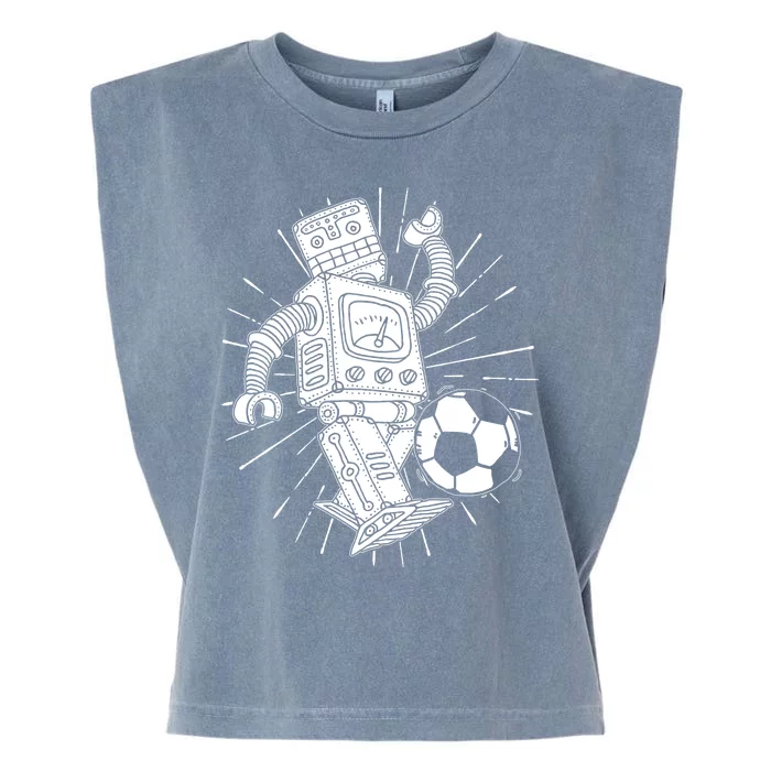 Retro Soccer Robot Garment-Dyed Women's Muscle Tee