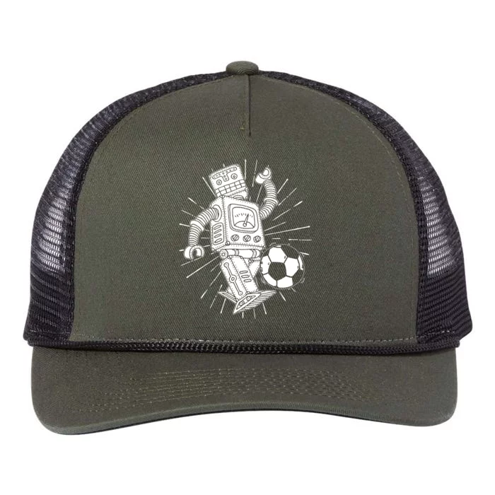 Retro Soccer Robot Retro Rope Trucker Hat Cap