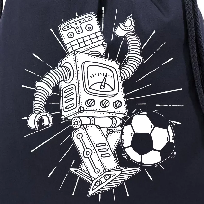 Retro Soccer Robot Drawstring Bag