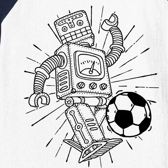 Retro Soccer Robot Baseball Sleeve Shirt