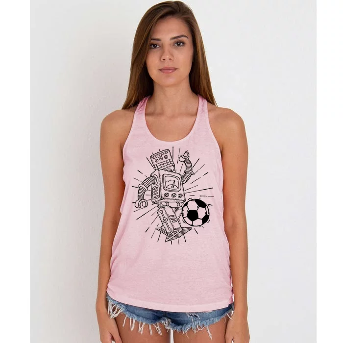 Retro Soccer Robot Women's Knotted Racerback Tank