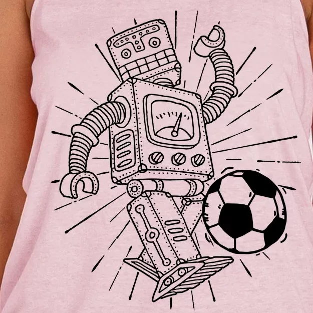 Retro Soccer Robot Women's Knotted Racerback Tank