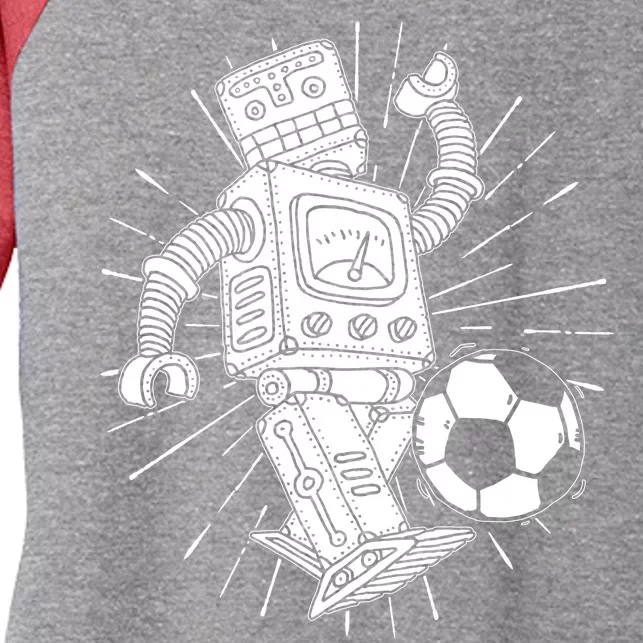 Retro Soccer Robot Women's Tri-Blend 3/4-Sleeve Raglan Shirt