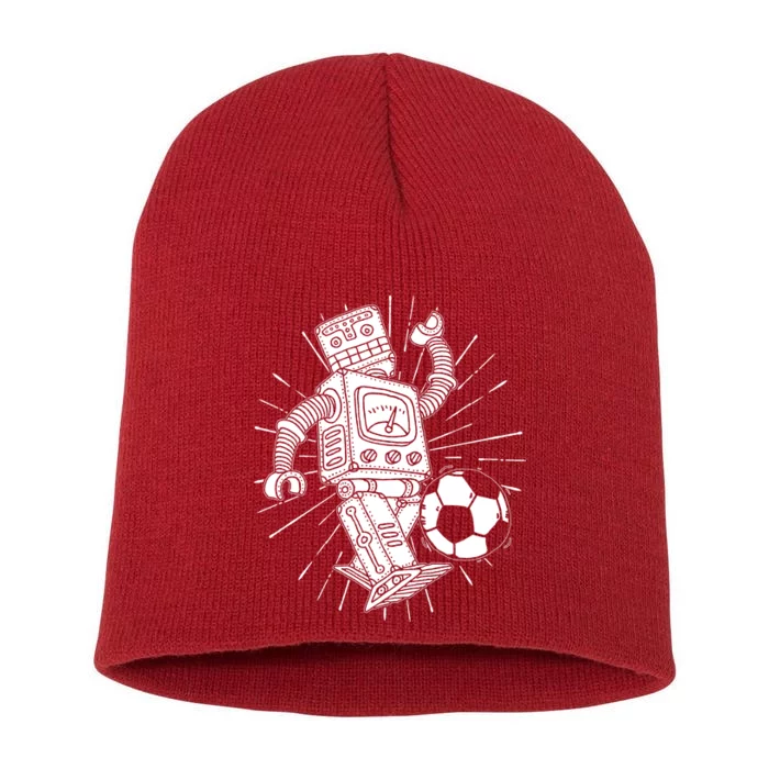 Retro Soccer Robot Short Acrylic Beanie